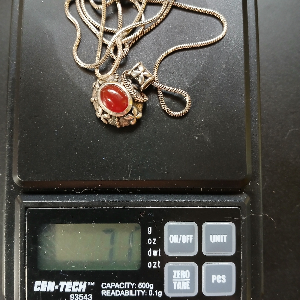 ✨️Bali Carnelian 925 SS Oxidized Pendant With 1 mm 925 Snake Chain✨️ - Picture 11 of 11